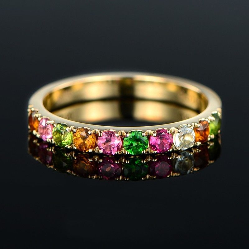 Tourmaline Naturelle Or Rose 18 Carats / Or 18 Carats / Bague De Promesse Pt950 Pour Femme Bague De Mariage