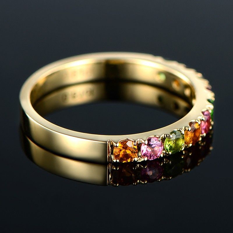 Tourmaline Naturelle Or Rose 18 Carats / Or 18 Carats / Bague De Promesse Pt950 Pour Femme Bague De Mariage