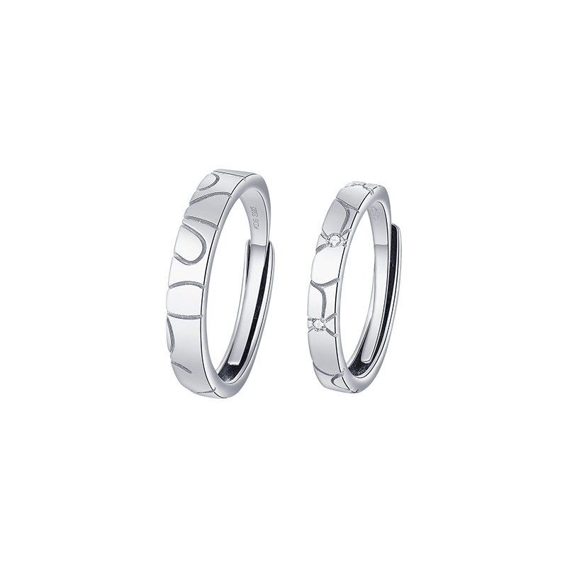 True Love Grass Pour Unique You S925 Bague De Couple Ajustable Pour Les Amoureux En Argent Sterling