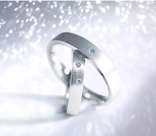 Twinkling Star Diamants Naturels Cristal S925 Bague Couple Amoureux En Argent Sterling