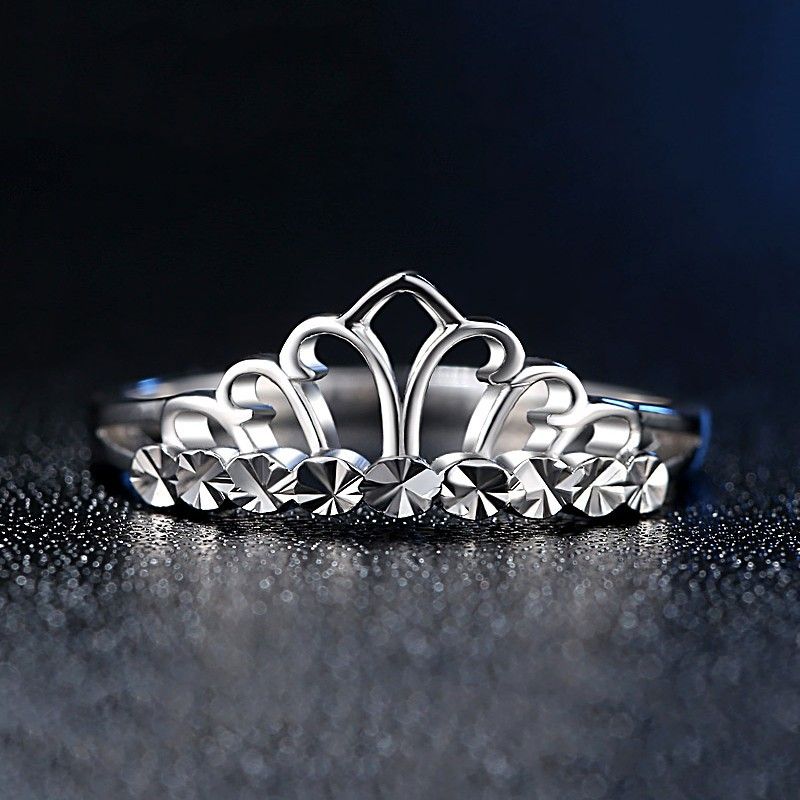 Version Coréenne De La Bague De Fiançailles En Argent Sterling 925 Simple Crown Mouldings