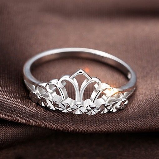 Version Coréenne De La Bague De Fiançailles En Argent Sterling 925 Simple Crown Mouldings