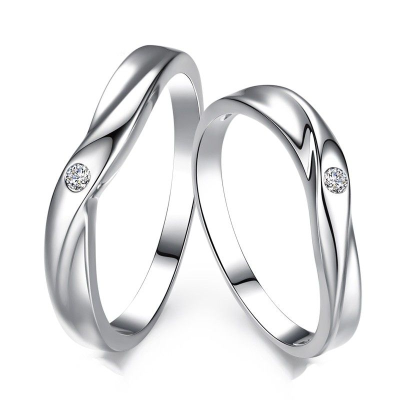 "you Are In My Heart" 925 Anneaux De Couple De Polissage Fin En Argent Sterling