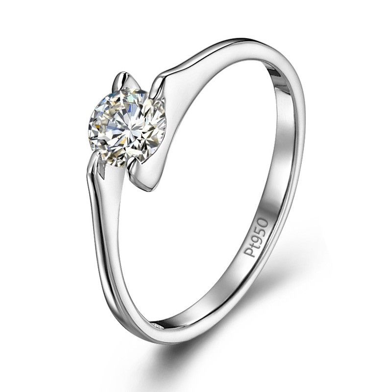 Zircon Cubique De Luxe Haut De Gamme De 0.3 Ct Et Argent Sterling Avec Bague De Fiançailles En Platine