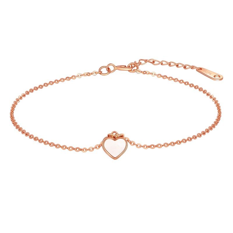 Bracelet À Breloques Coeur Rose Unique Pour Femme En Or 18 Carats