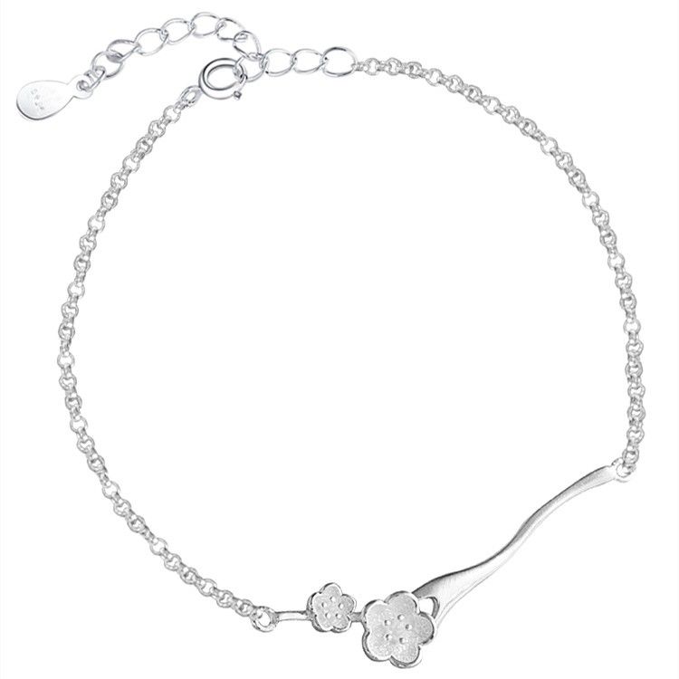 Bracelet À Breloques En Fleurs De Cerisier Mignon Pour Femme En Argent Sterling