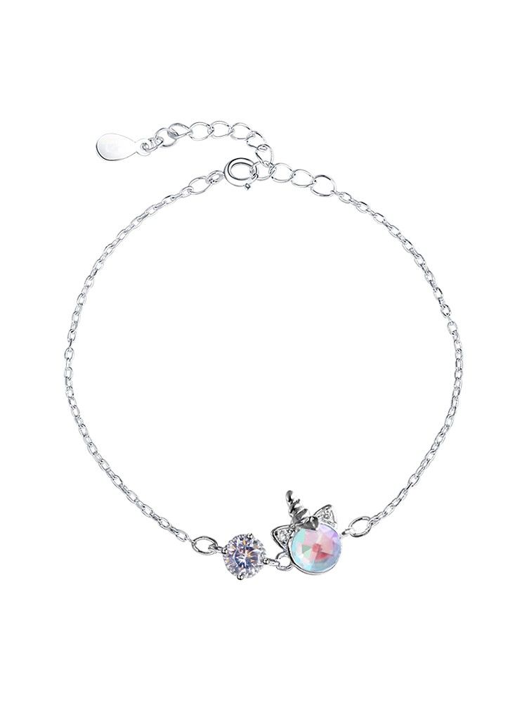 Bracelet À Breloques Licorne Mignon Pour Femme En Argent Sterling