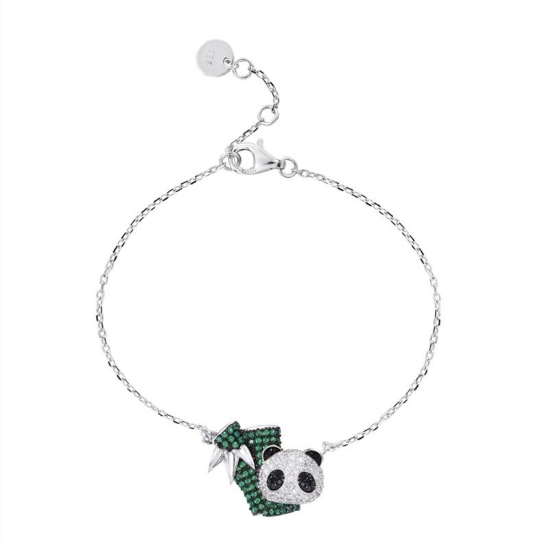 Bracelet À Breloques Panda Mignon Pour Femme En Argent Sterling Et Zircon Cubique