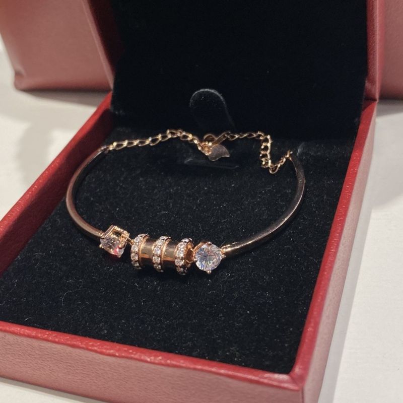 Bracelet À Breloques Rose Mignon Pour Femme En Argent Sterling Et Zircone Cubique