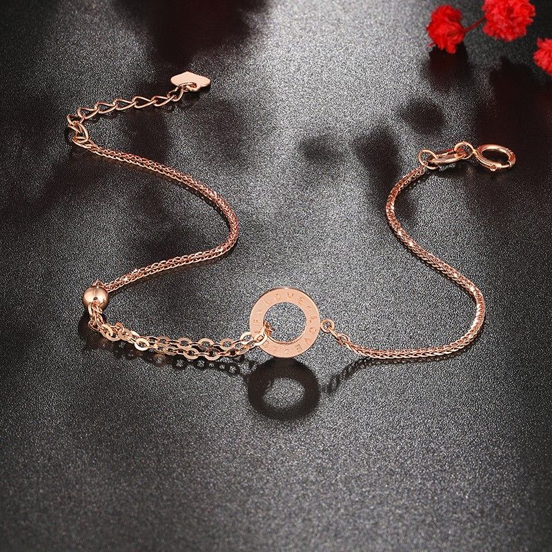 Bracelet À Breloques Unique En Or Rose Pour Femme En Or 18 Carats