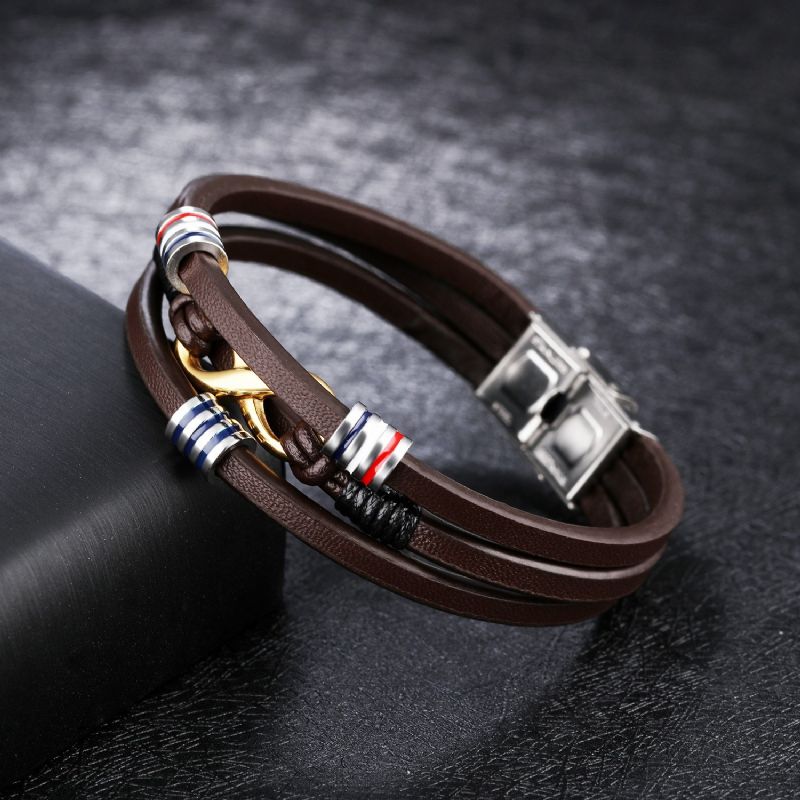 Bracelet De Ceinture En Cuir À 3 Brins Infinity Charm Pour Homme