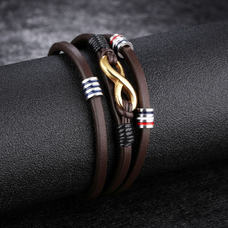 Bracelet De Ceinture En Cuir À 3 Brins Infinity Charm Pour Homme