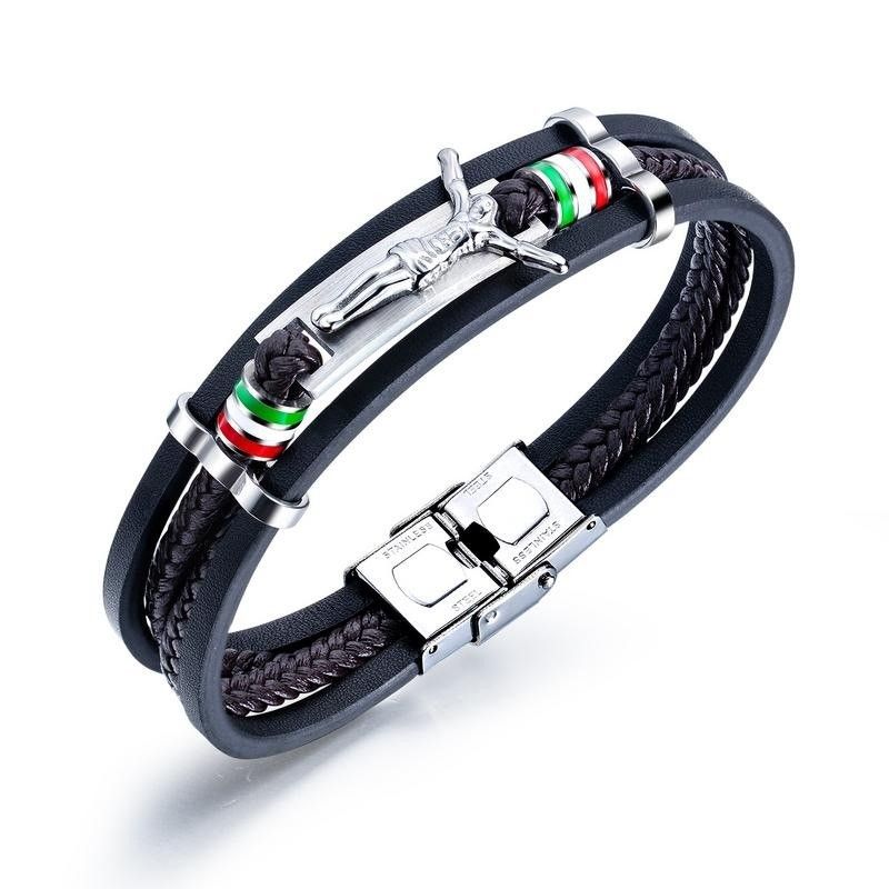 Bracelet De Ceinture En Cuir À 4 Brins Avec Breloque Du Vendredi Saint Unique Pour Homme