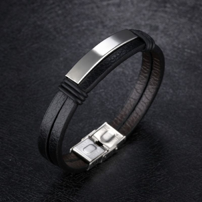 Bracelet De Ceinture En Cuir À Double Brin Simple À Graver Pour Homme