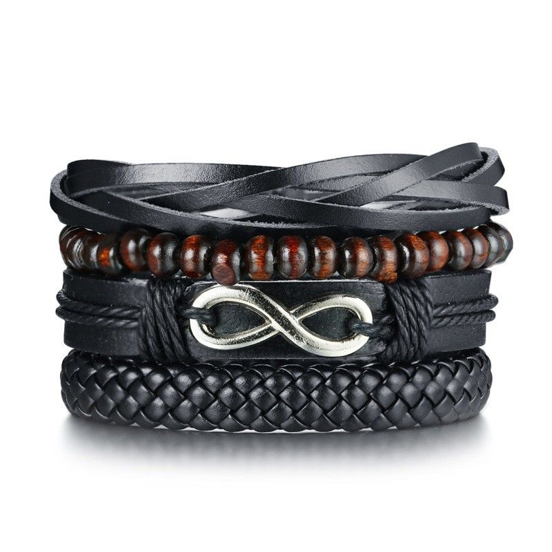 Bracelet De Ceinture En Cuir Infinity Unique À 4 Brins Pour Homme