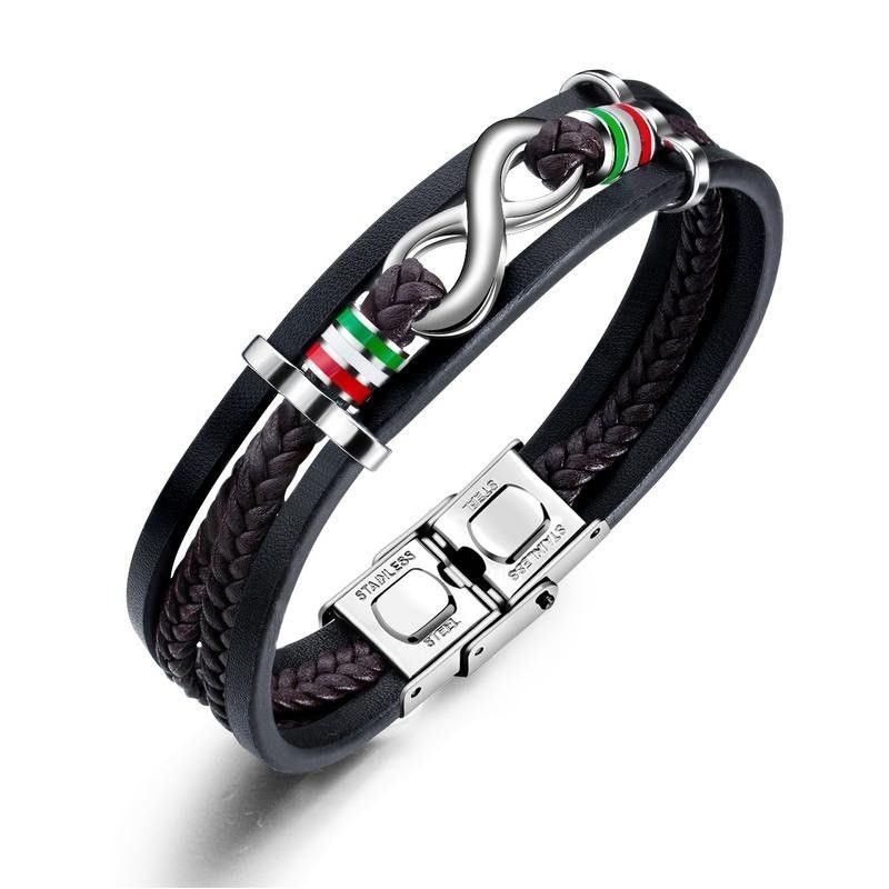 Bracelet De Ceinture En Cuir À Trois Brins Avec Breloque Infini Personnalisé Pour Homme