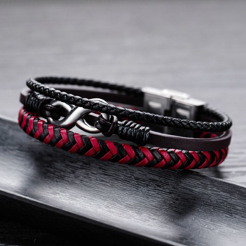 Bracelet De Ceinture En Cuir À Trois Brins Avec Charme Infini Unique Pour Homme