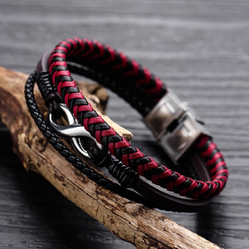 Bracelet De Ceinture En Cuir À Trois Brins Avec Charme Infini Unique Pour Homme