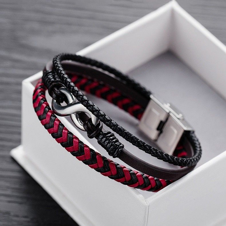 Bracelet De Ceinture En Cuir À Trois Brins Avec Charme Infini Unique Pour Homme