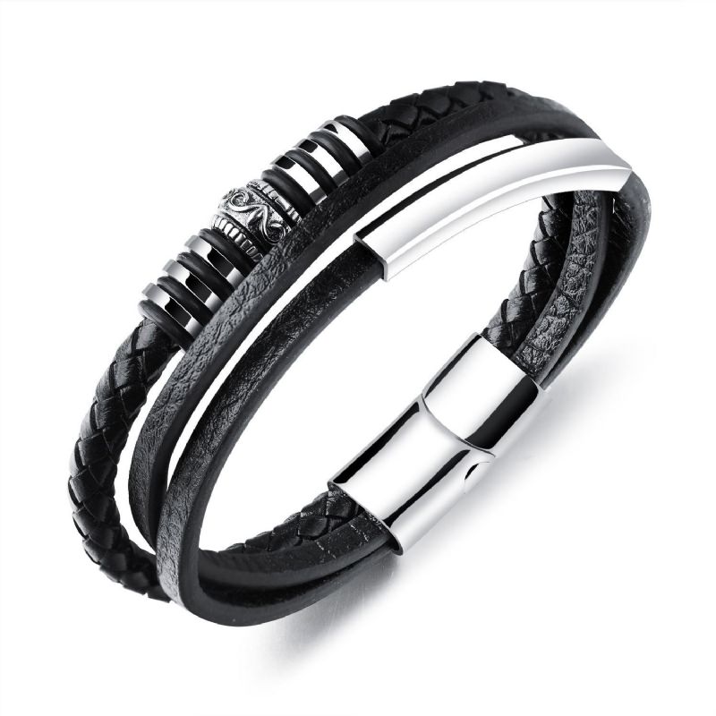 Bracelet De Ceinture En Cuir À Trois Brins À Graver Simple Pour Homme