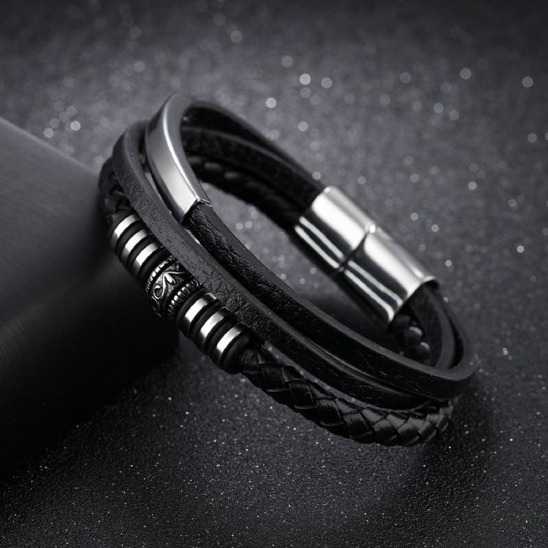 Bracelet De Ceinture En Cuir À Trois Brins À Graver Simple Pour Homme