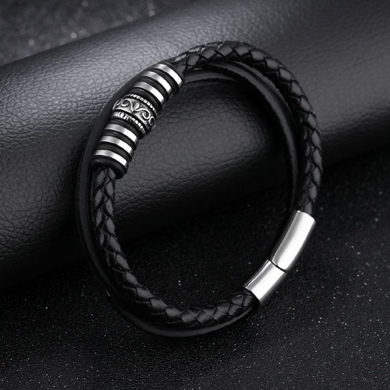 Bracelet De Ceinture En Cuir À Trois Brins À Graver Simple Pour Homme