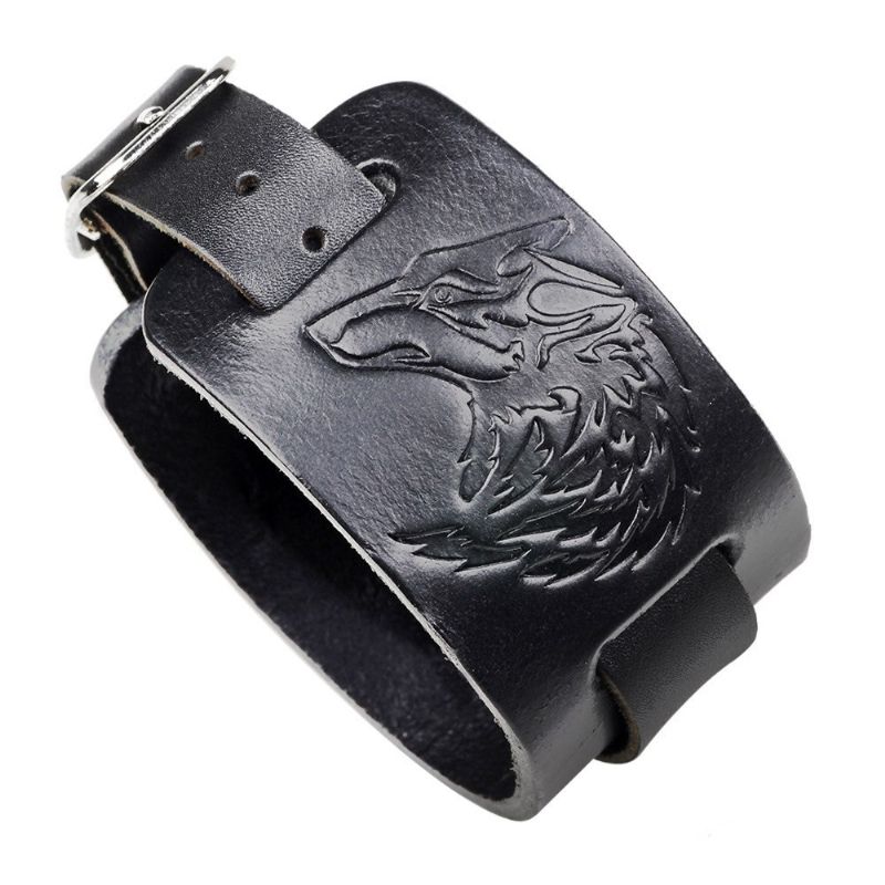 Bracelet De Ceinture En Cuir De Vache Loup Unique Pour Homme