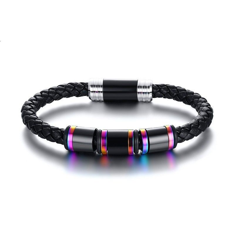 Bracelet En Cuir Arc-en-ciel Unique Pour Homme