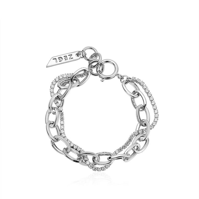 Bracelet Double Chaîne Argent Unique Pour Femme En Titane