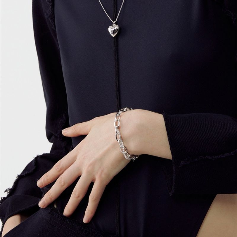 Bracelet Double Chaîne Argent Unique Pour Femme En Titane