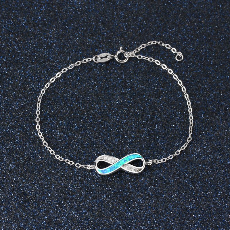 Bracelet Opale À Breloque Infini Unique Pour Femme En Argent Sterling