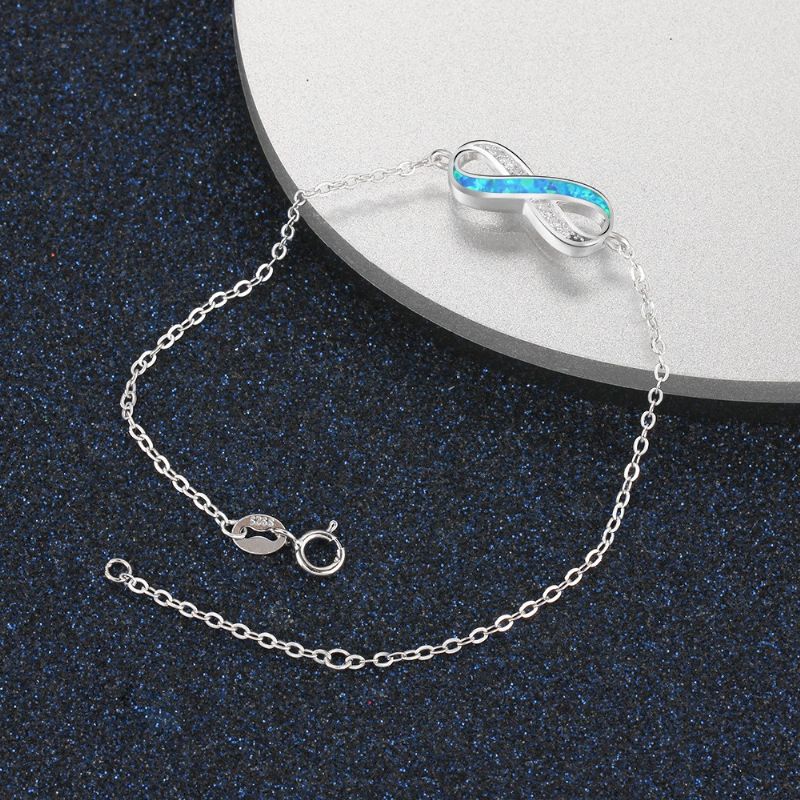 Bracelet Opale À Breloque Infini Unique Pour Femme En Argent Sterling