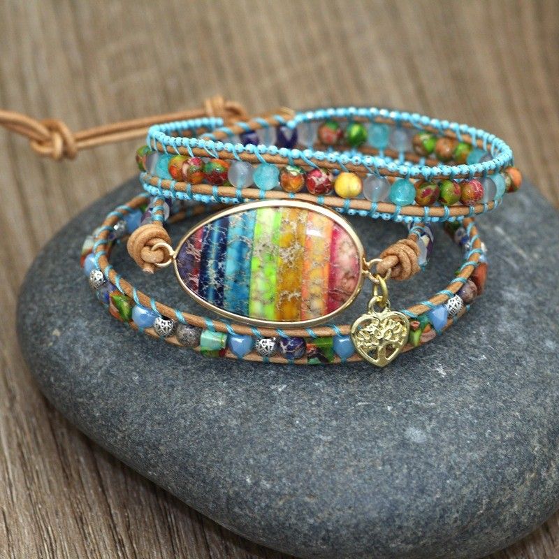 Bracelet De Perles Ethnique Bohème Arc-en-ciel Unique Pour Les Femmes
