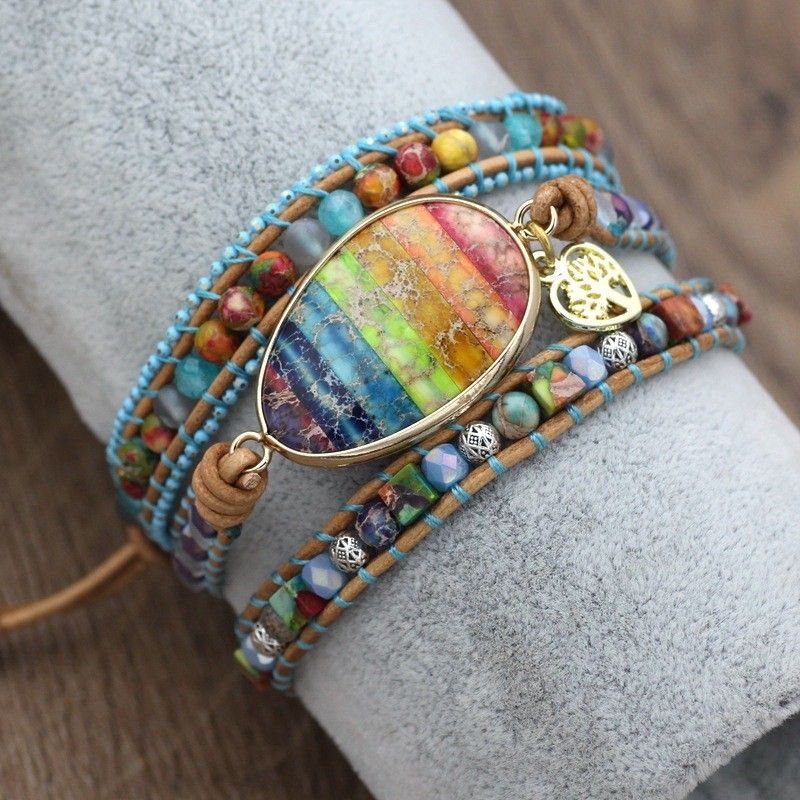 Bracelet De Perles Ethnique Bohème Arc-en-ciel Unique Pour Les Femmes