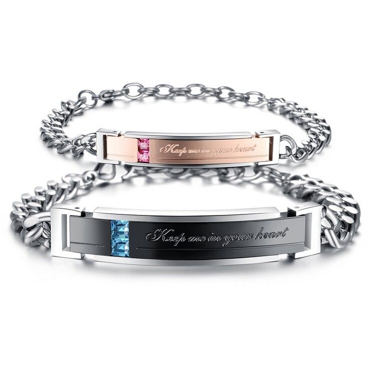 Bracelets D'amant De CZ Exquis Incrustés D'acier Au Titane Populaire (prix Pour Une Paire)