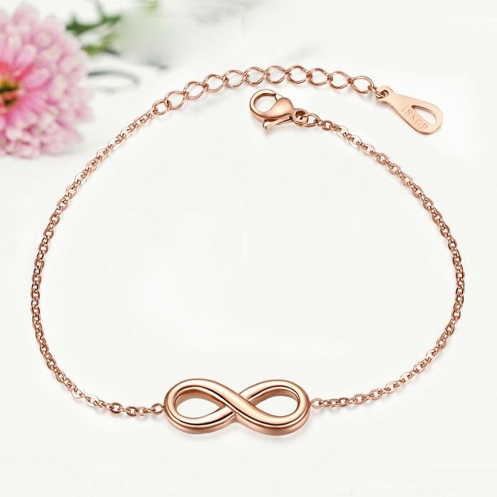 Symbole Élégant "have Mutual Affinity" Bracelet En Titane Pour Femme Plaqué Or Rose 18 Carats